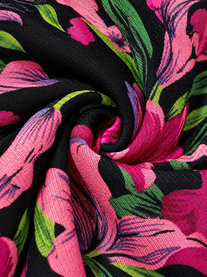 Floral Stretch Knit Wrap Top