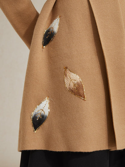 Long Embellished Leaf Cardigan