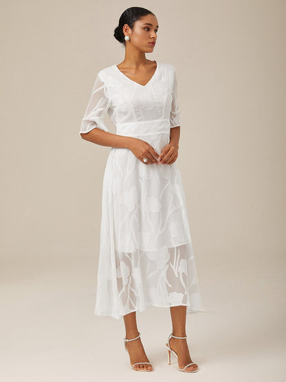 Ruffle Flutter Lace Maxi Dress