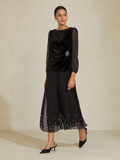 Cropped Pearl-embellished  Pants
