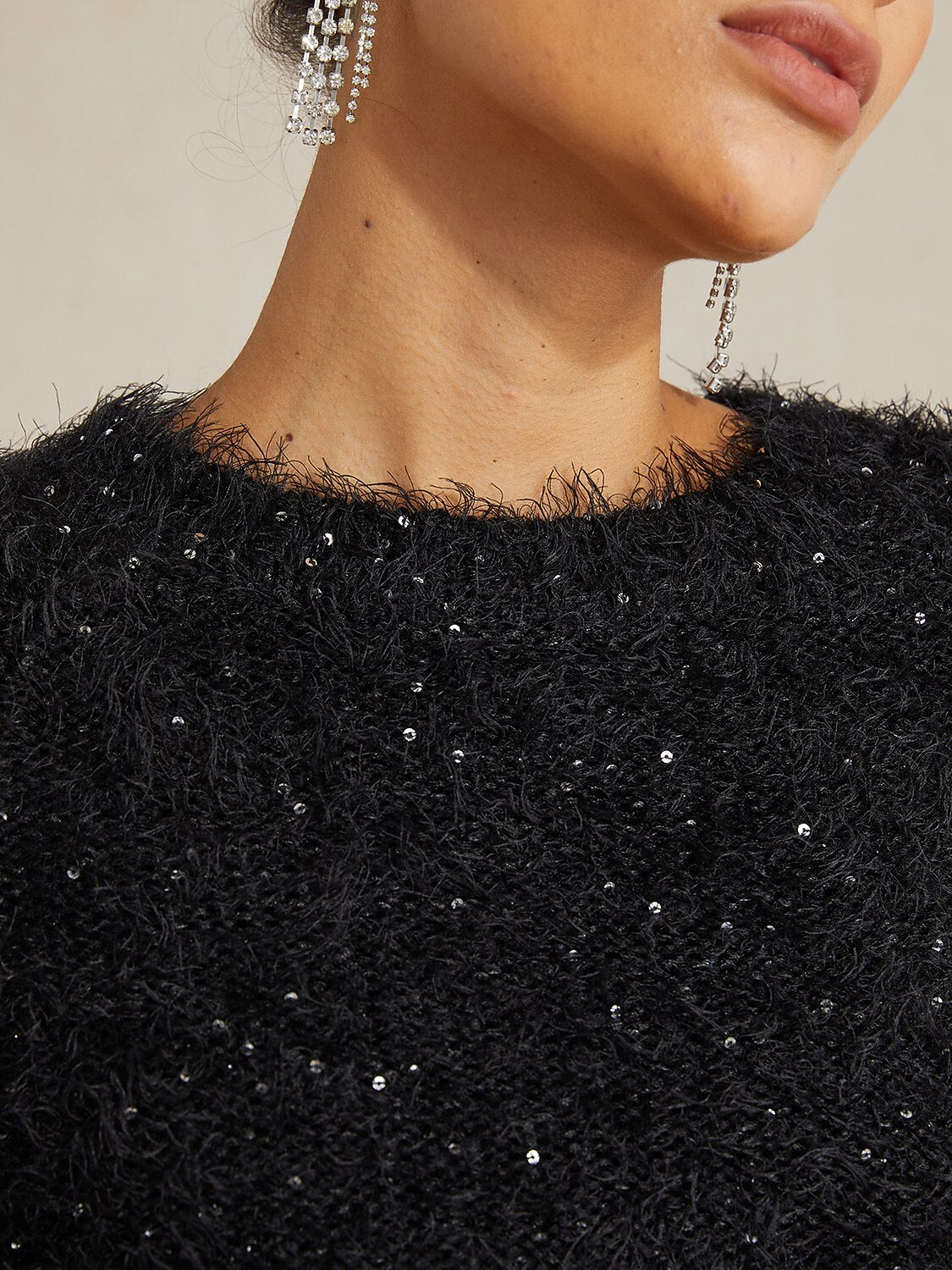 Sequin Knit Poncho Sweater