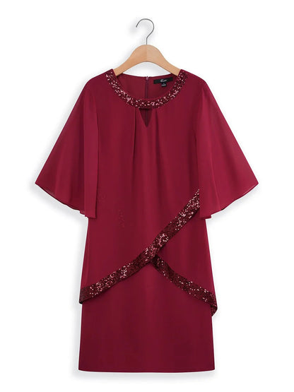 Classic Wine Red Chiffon Dress