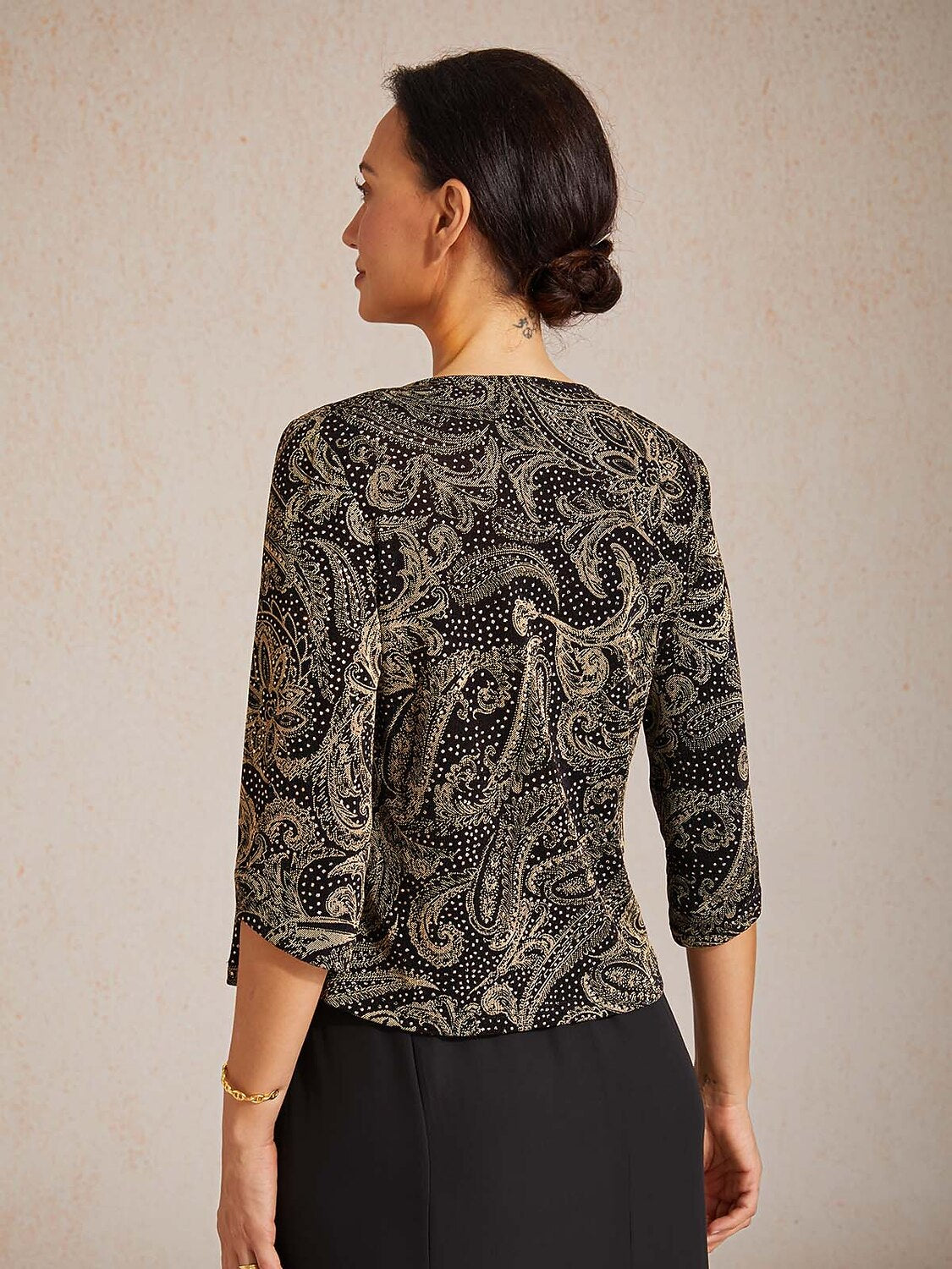 Paisley-Stricktop mit dezentem Pailletten-Detail