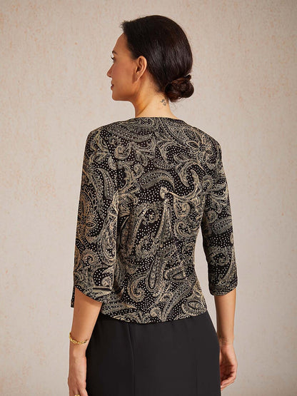 Paisley-Stricktop mit dezentem Pailletten-Detail