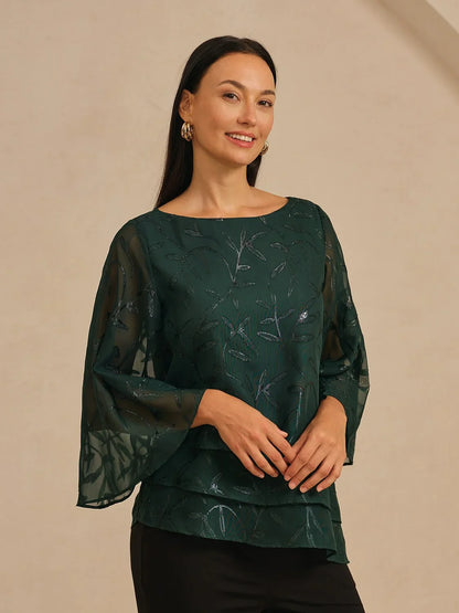 Chiffon Leaf Layered Blouse