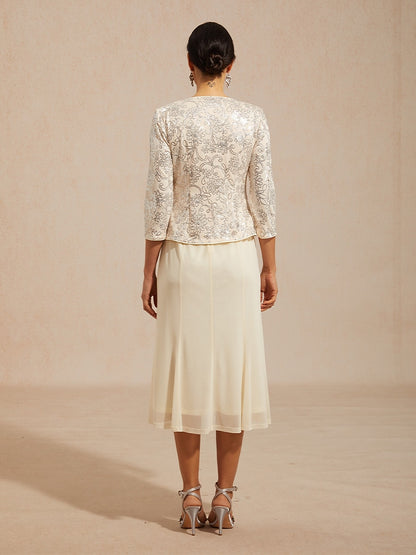 Midi Sequin Embroidered Jacket Dress
