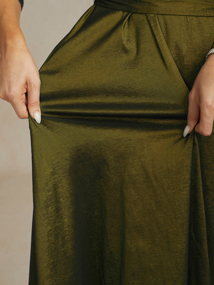 Stretch Taffeta Cocktail Dress with Tie Belt