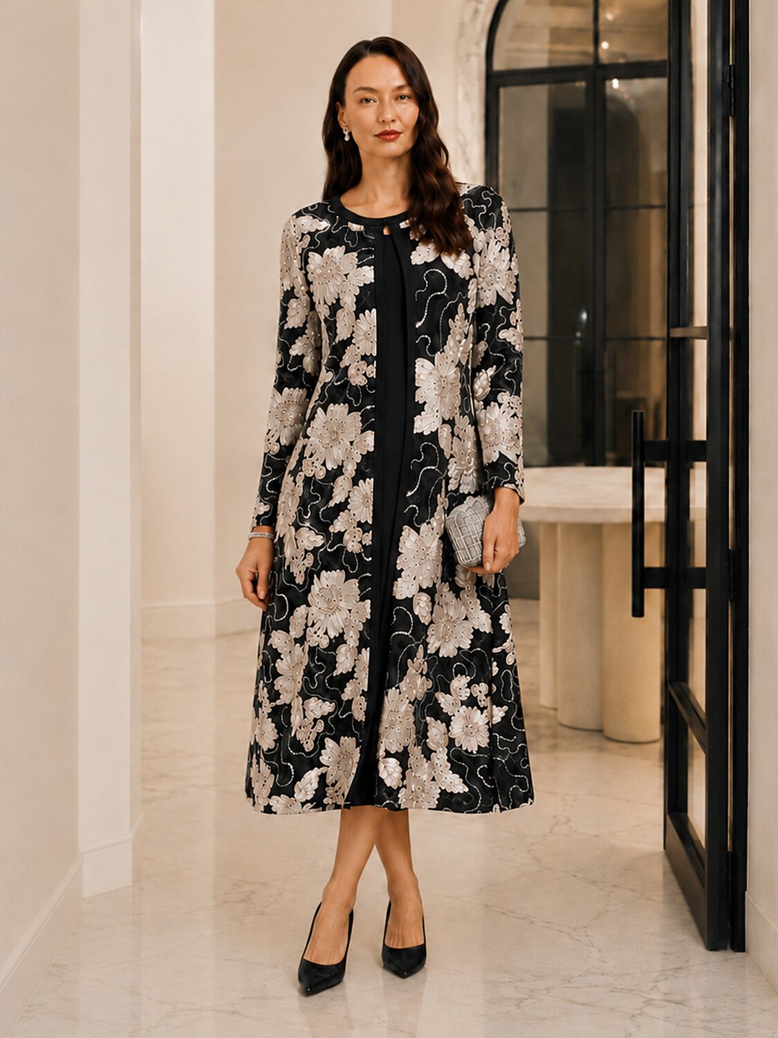 Sequins Rosette Floral Jacket