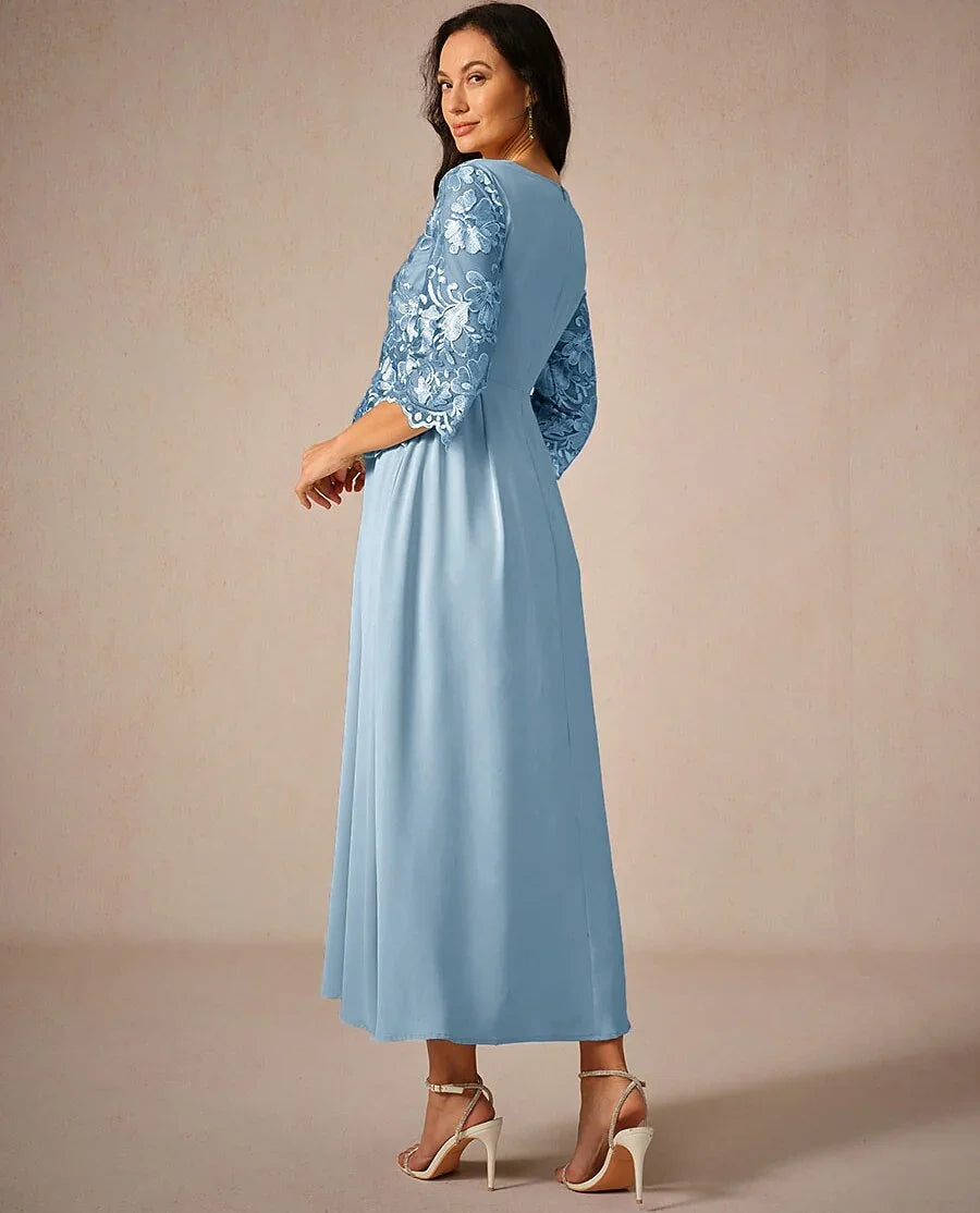 Ruffle Ruched Lace Maxi Dress