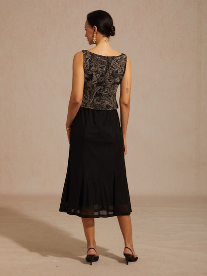 Paisley Jacket Dress with Subtle Sequin Detail