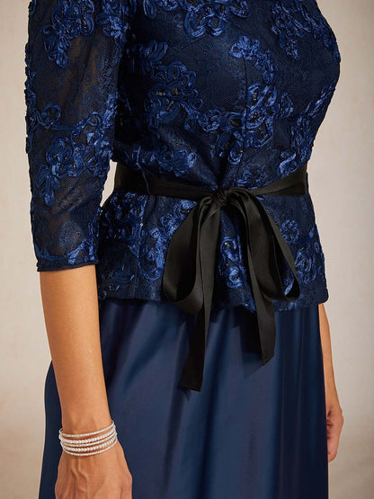 3/4 Sleeve Rosette Lace Blouse