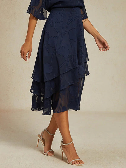 Floral Chiffon Midi Skirt