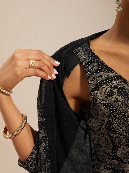 Paisley Knit Top with Subtle Sequin Detail