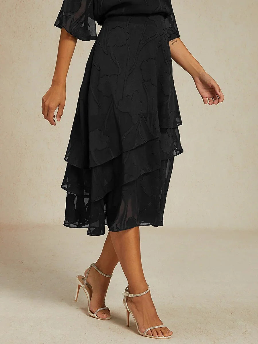 Floral Chiffon Midi Skirt