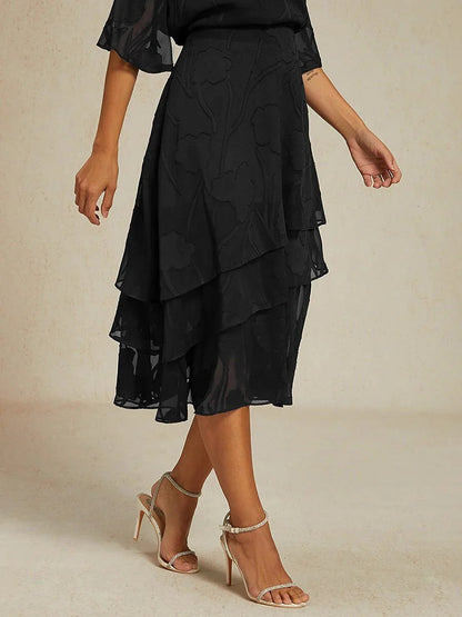 Floral Chiffon Midi Skirt