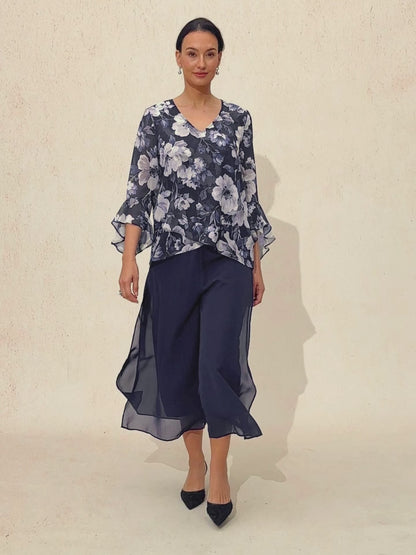 Elegant Boho Chiffon Ruffle Sleeve Blouse