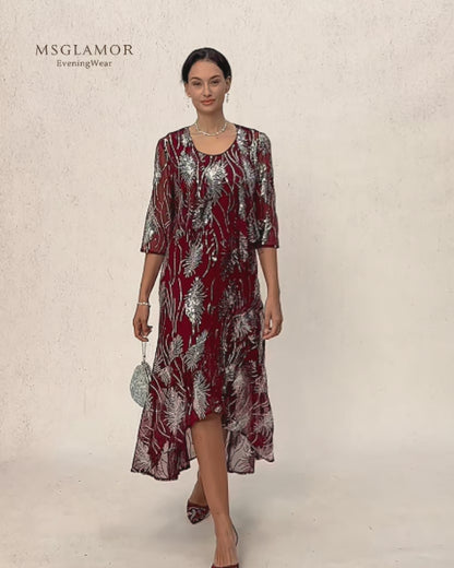 Kurzes Bolero aus Mesh mit Pailletten und 3/4-Ärmeln