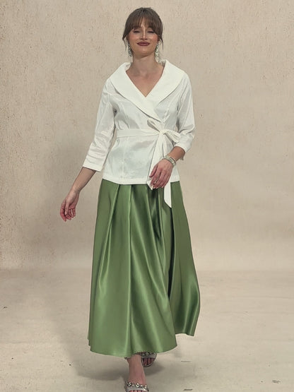 Formelles Ballkleid aus Satin in A-Linie mit Taschen