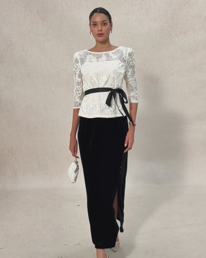 Velvet Slit Long Skirt