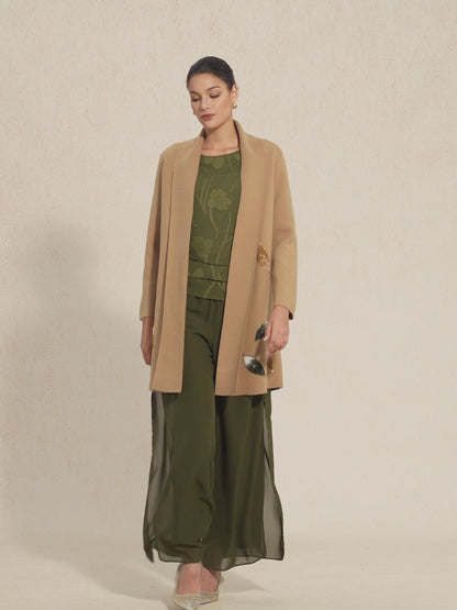 Long Embellished Leaf Cardigan