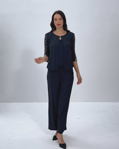 Beaded Metallic Knit Blouse
