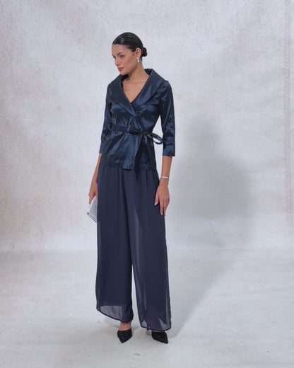 3/4 Sleeve Taffeta Blouse