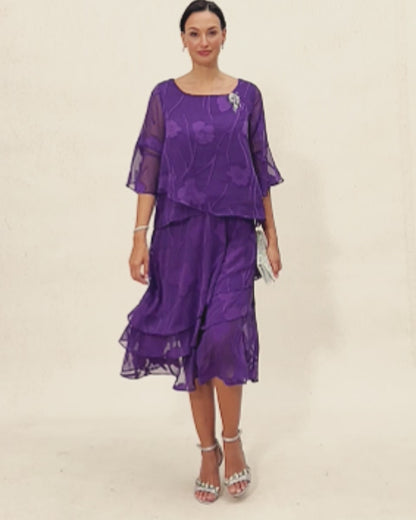 Dressy Chiffon Asymmetric Hem Blouse