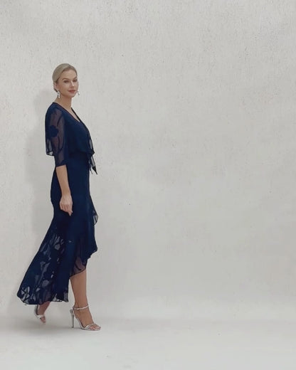 Floral Sheer Chiffon 3/4 Sleeve Shrug