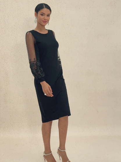 Floral Sleeve Bodycon Midi Dress