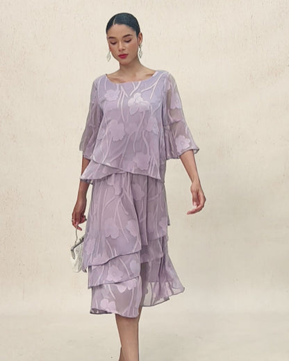 Dressy Chiffon Asymmetric Hem Blouse