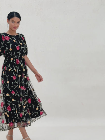 Floral Embroidered Lace Maxi Dress