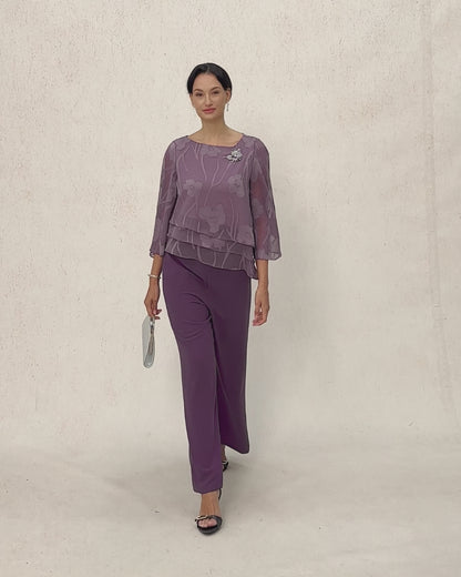 Mid-Rise Elastic Waist Wide-Leg Pants with Pockets