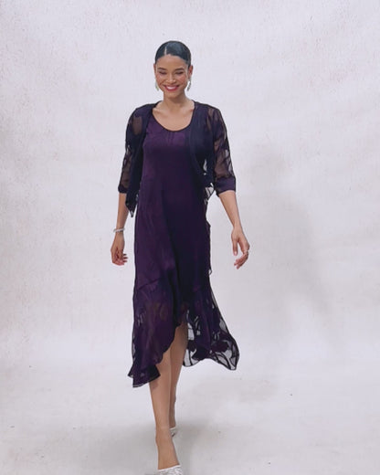 Floral Chiffon Sleeveless Evening Gown with Asymmetrical Hem