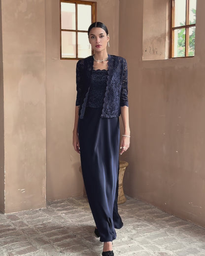 Abito Maxi con Giacca in Pizzo