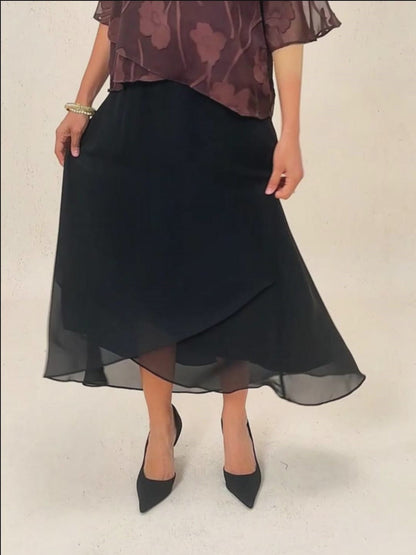 High-Low Overlay Chiffon Skirt with Lining