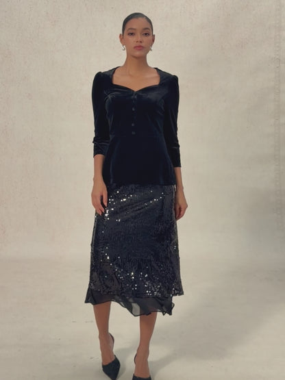 Gonna midi a linea con paillettes