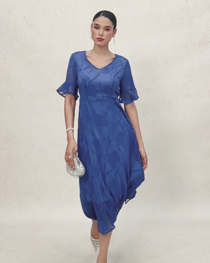 Ruffle Flutter Lace Maxi Dress