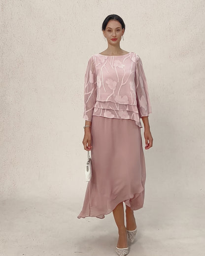 High-Low Overlay Chiffon Skirt with Lining