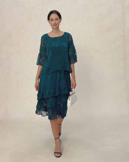 Chiffon-Midirock mit Blumenmuster