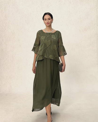 High-Low Overlay Chiffon Skirt with Lining