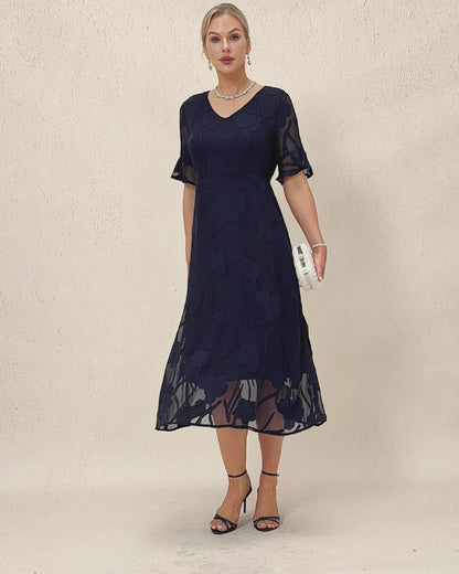 Ruffle Flutter Lace Maxi Dress