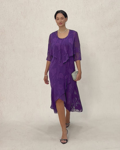 Floral Sheer Chiffon 3/4 Sleeve Shrug