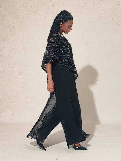 Shimmering Sequin Lace Cape Top