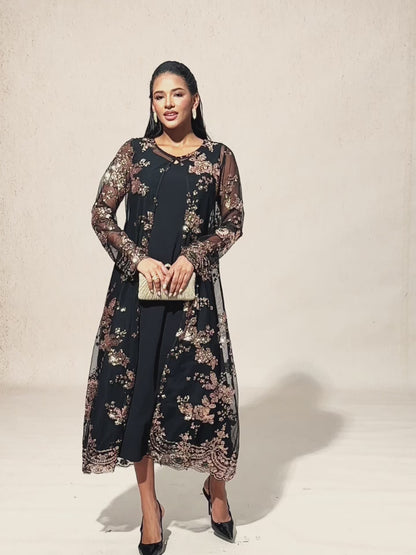 Vintage Sequin Embroidered Jacket Dress