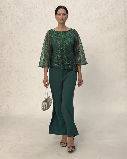 Mid-Rise Elastic Waist Wide-Leg Pants with Pockets