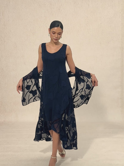 Dressy Chiffon Asymmetric Hem Tops And Skirts Suit