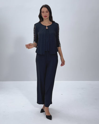 Pantaloni a Gamba Dritta Glitter