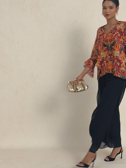 Elegant Boho Chiffon Ruffle Sleeve Blouse