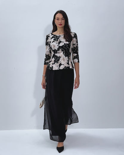 Sequins Rosette Floral Top