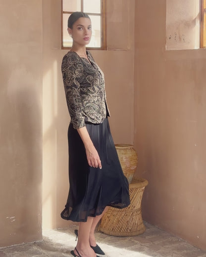 Paisley Knit Top with Subtle Sequin Detail
